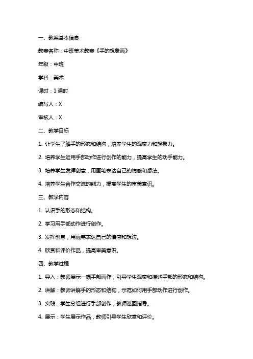 中班美术教案《手的想象画》