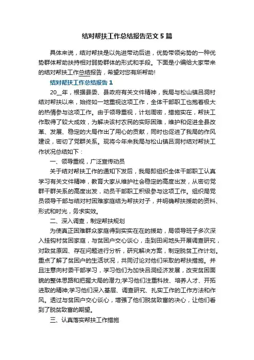 结对帮扶工作总结报告范文5篇