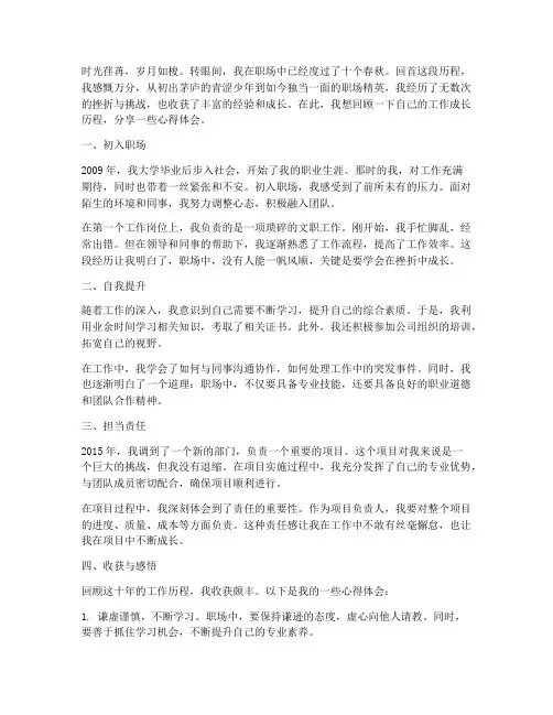 工作成长历程回顾心得体会