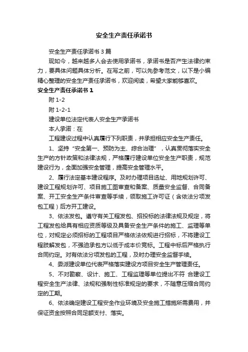 安全生产责任承诺书3篇