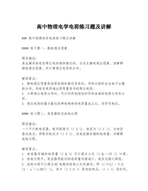 高中物理电学电荷练习题及讲解