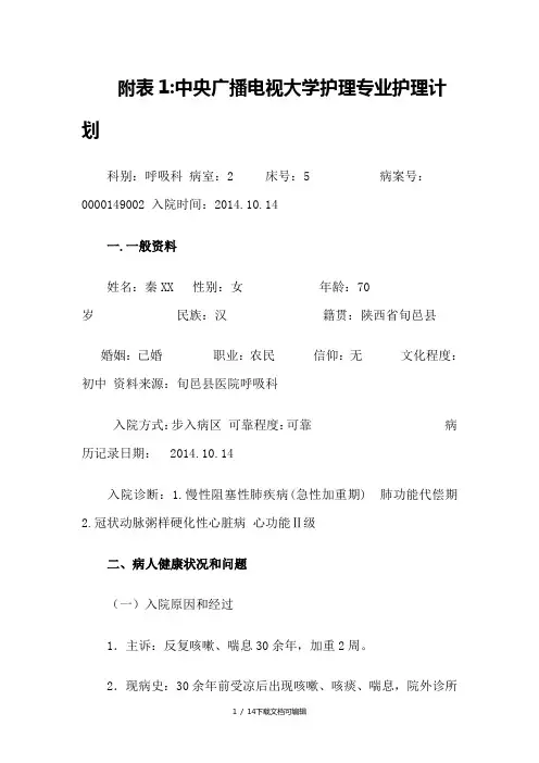 慢阻肺护理计划