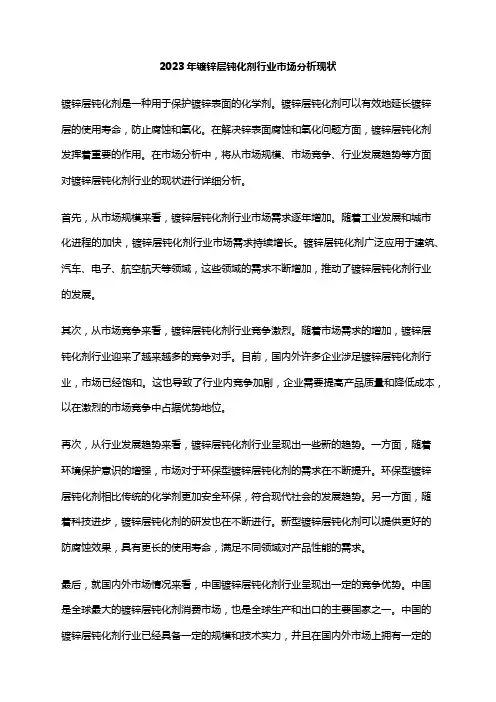2023年镀锌层钝化剂行业市场分析现状