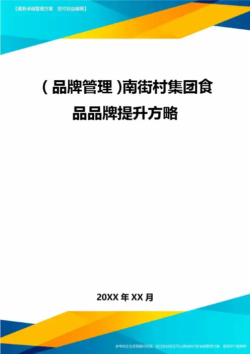 【品牌管理)南街村集团食品品牌提升方略