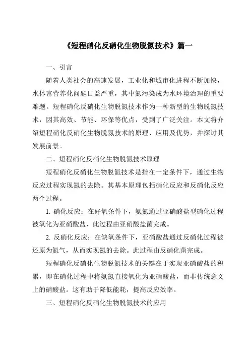 《2024年短程硝化反硝化生物脱氮技术》范文