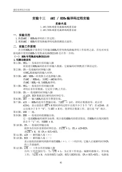 AMIHDB3编译码过程实验