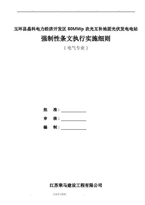 强制性条文执行计划(电气专业)