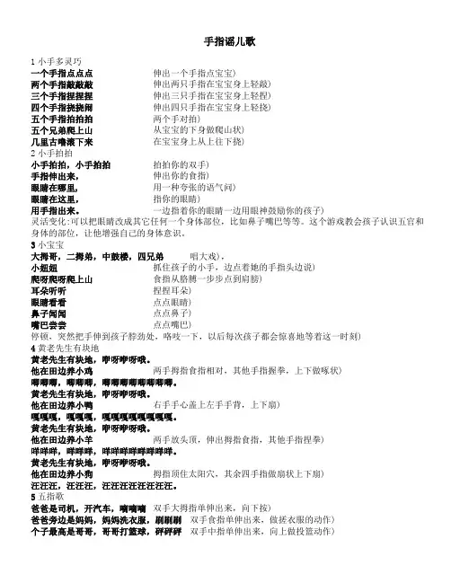 朗朗上口的手指谣儿歌
