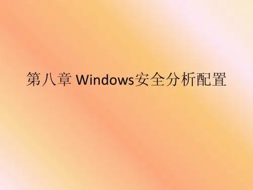 第八章 Windows安全分析配置