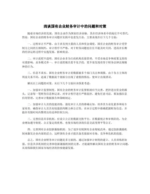 浅谈国有企业财务审计中的问题和对策