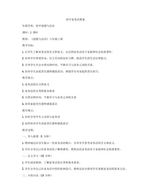 初中家务活教案