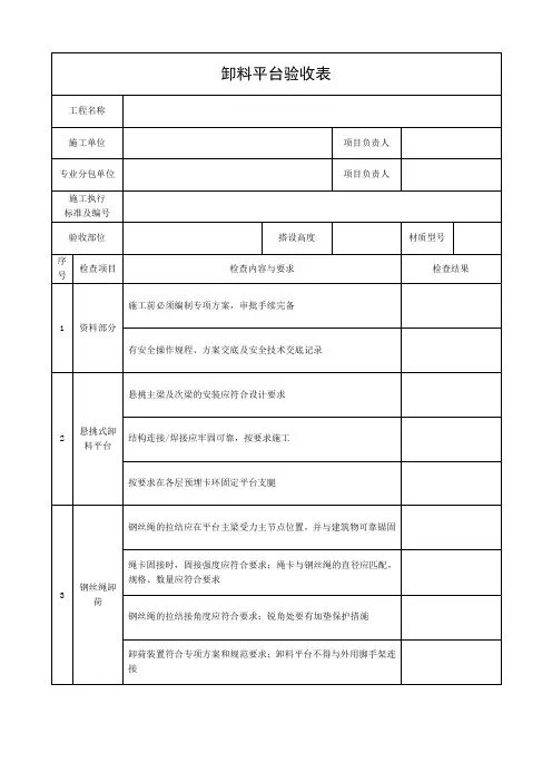 卸料平台验收表