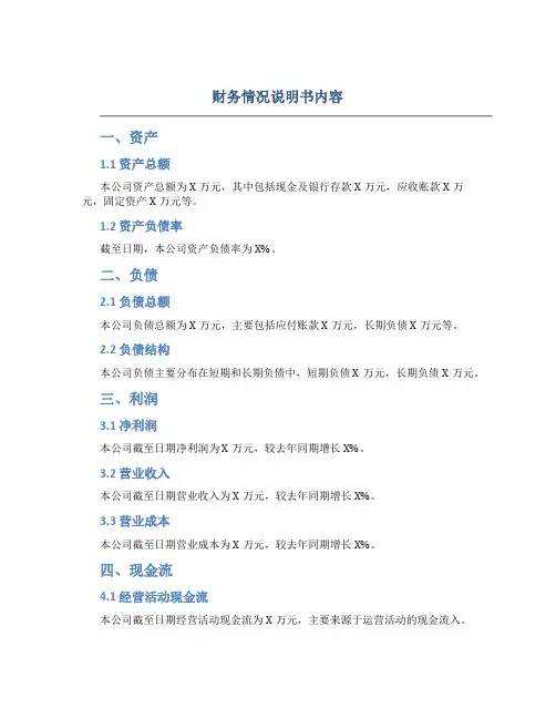 财务情况说明书内容