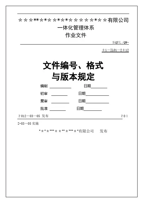 文件编号格式与版本规定