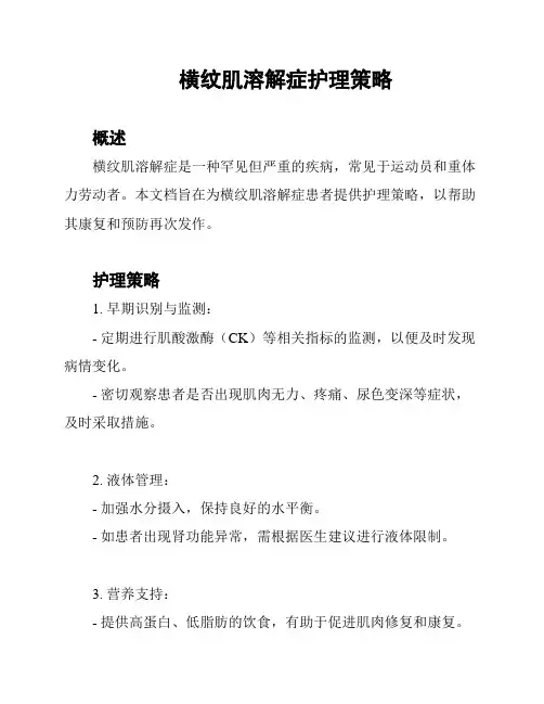 横纹肌溶解症护理策略