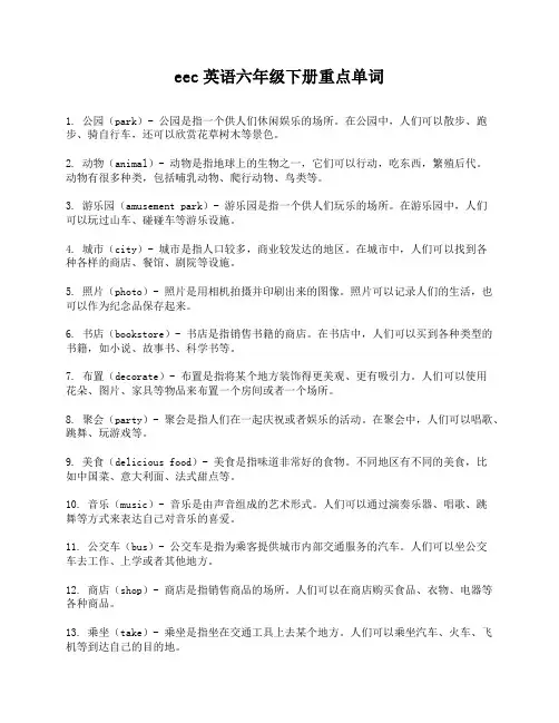eec英语六年级下册重点单词