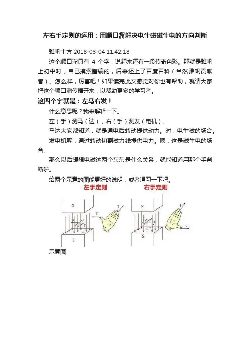 左右手定则的运用：用顺口溜解决电生磁磁生电的方向判断