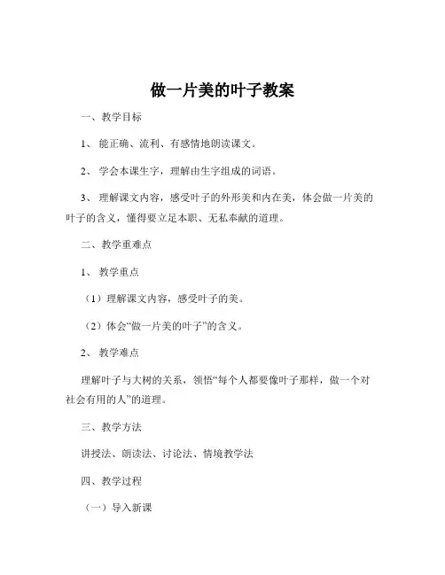 做一片美的叶子教案