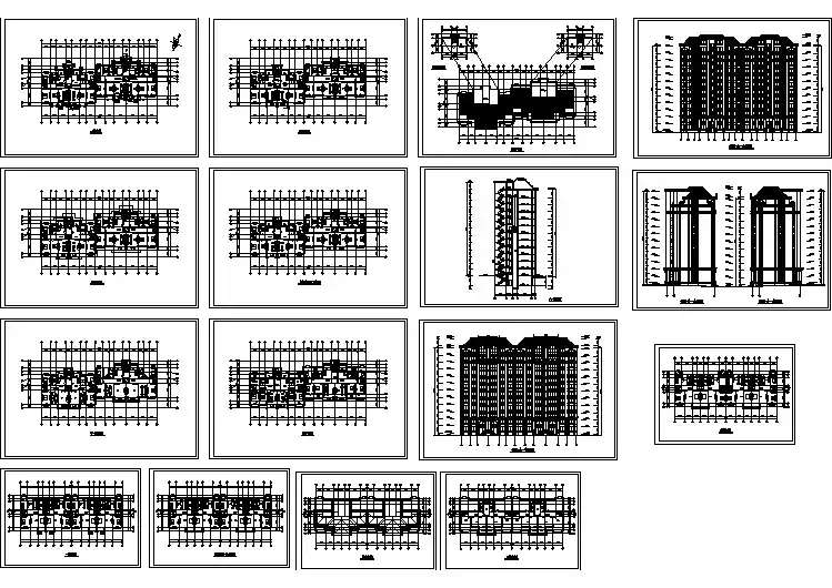 小高层住宅楼建筑cad平剖面图