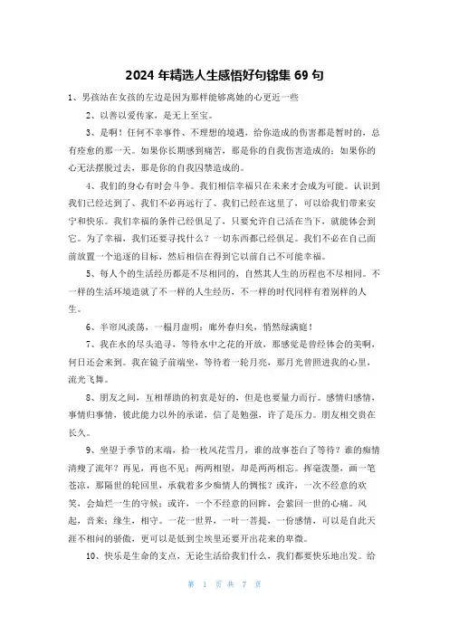 2025年精选人生感悟好句锦集69句