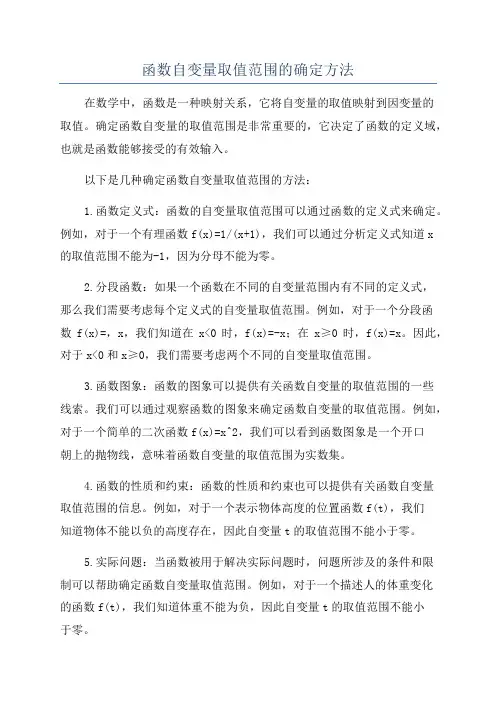 函数自变量取值范围的确定方法