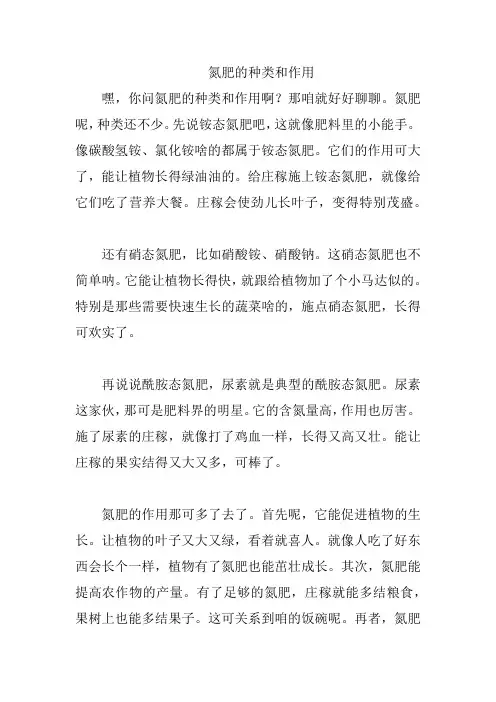 氮肥的种类和作用