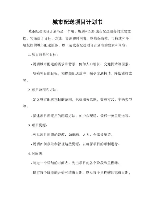 城市配送项目计划书
