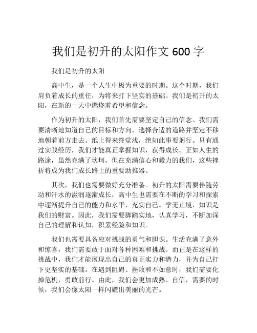 我们是初升的太阳作文600字