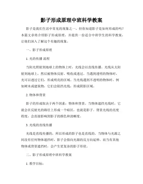 影子形成原理中班科学教案