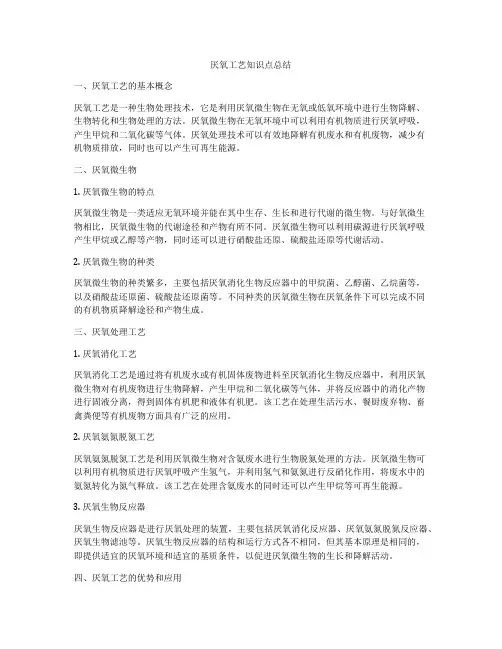 厌氧工艺知识点总结