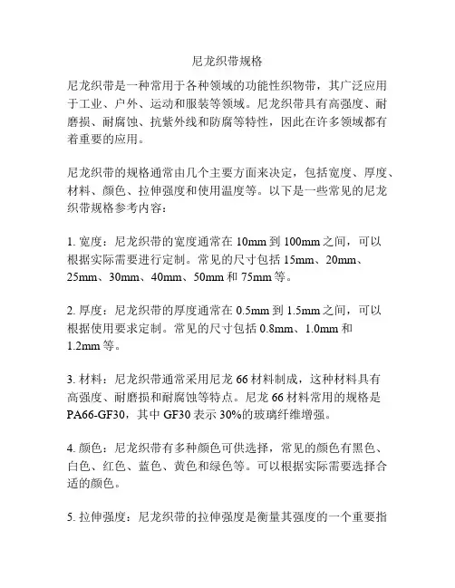 尼龙织带规格