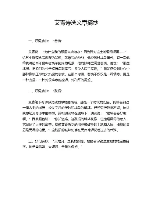 艾青诗选文章摘抄