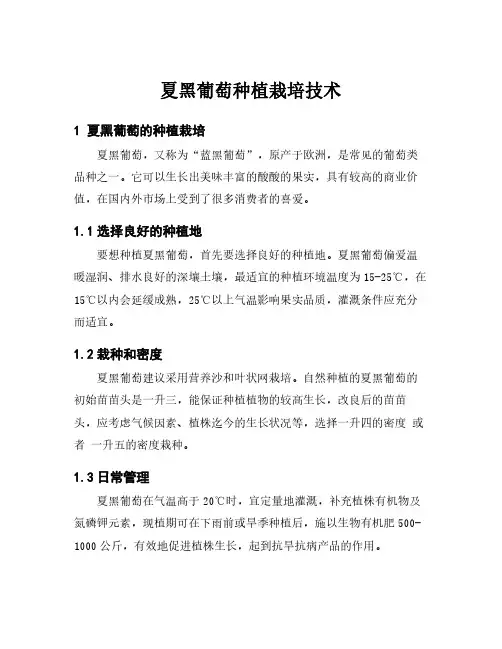 夏黑葡萄种植栽培技术