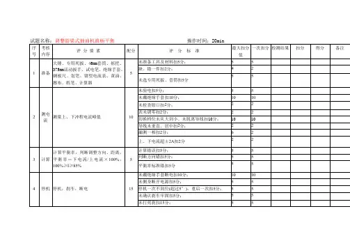 采油工高级技师技能考核评分记录表