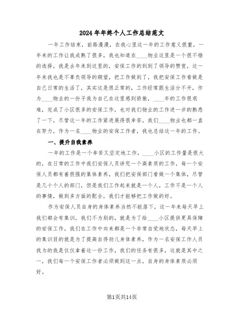 2024年年终个人工作总结范文(6篇)