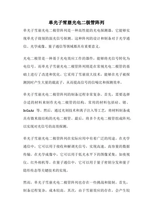 单光子雪崩光电二极管阵列