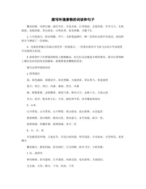 描写环境景物的词语和句子