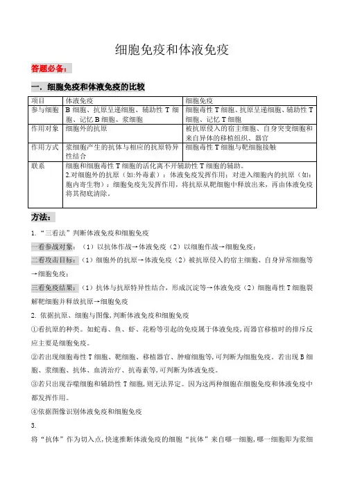 专题七细胞免疫和体液免疫(原卷版)