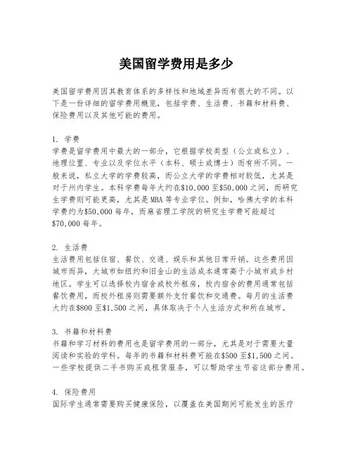 美国留学费用是多少