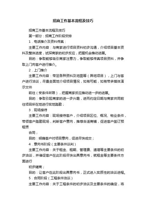 招商工作基本流程及技巧