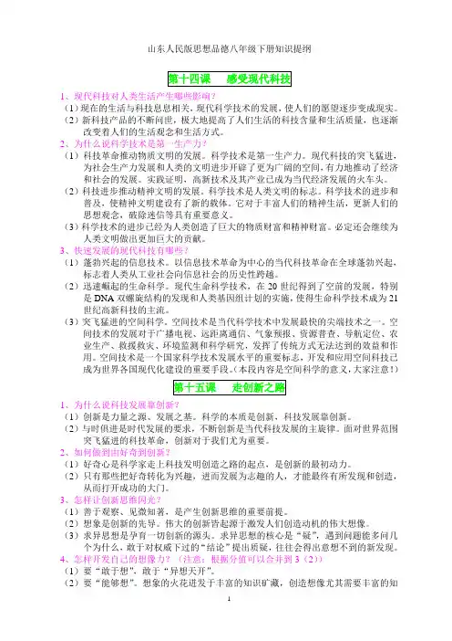 山东人民版思想品德八年级(下)知识提纲