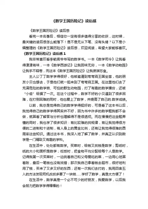 《数学王国历险记》读后感