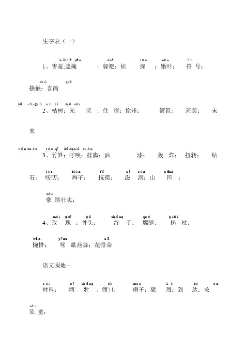二年级下册生字表(拼音版)完美版
