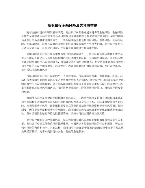 商业银行金融风险及其预防措施