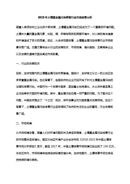 2023年土壤重金属污染修复行业市场前景分析