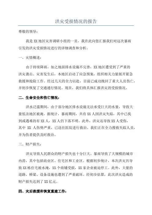 洪灾受损情况的报告