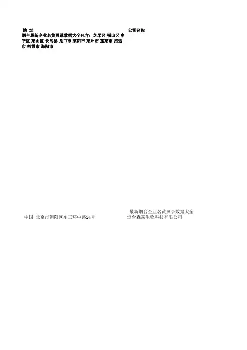 烟台最新企业名录