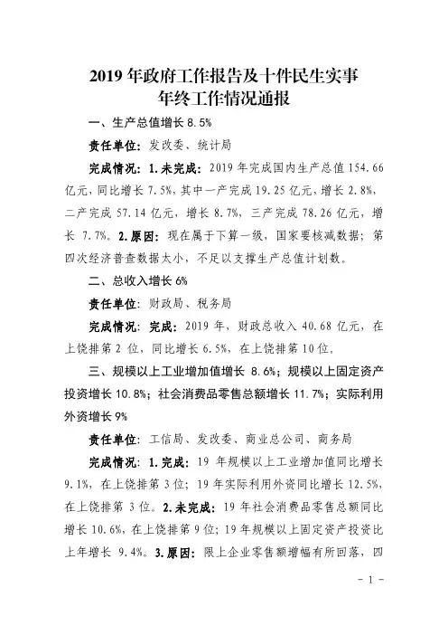 年终工作情况通报
