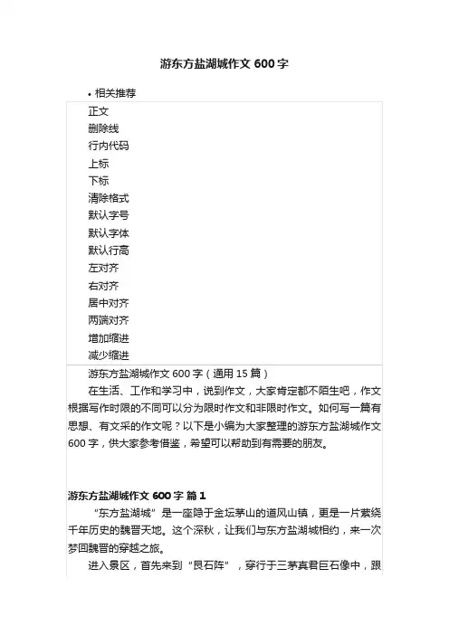 游东方盐湖城作文600字