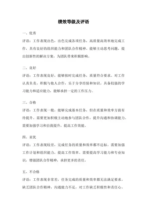 绩效等级及评语